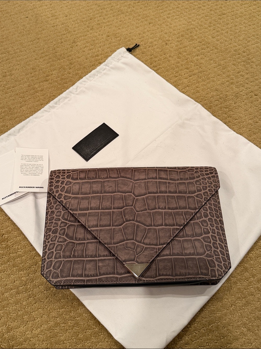 Alexander Wang women’s -Embossed Leather Envelope clutch in Taupe Gray